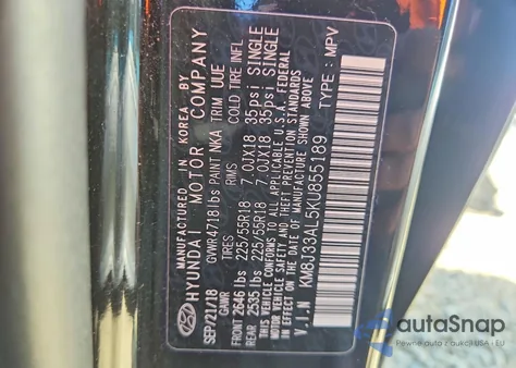 2019 Hyundai Tucson Ultimate from USA, damaged, VIN KM8J33AL5KU855189